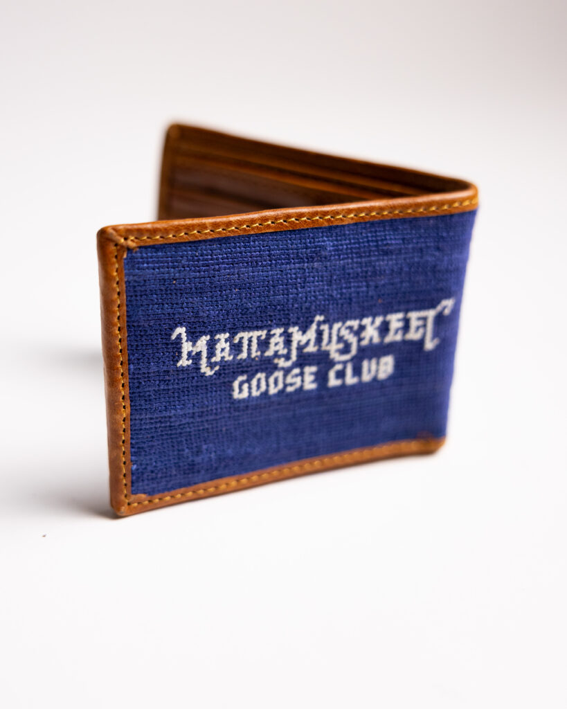 Repp Stripe Needlepoint Bi-Fold Wallet in Blue and White by Smathers & Branson
